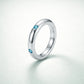 Aqua Solitaire Silver Band Ring image 0
