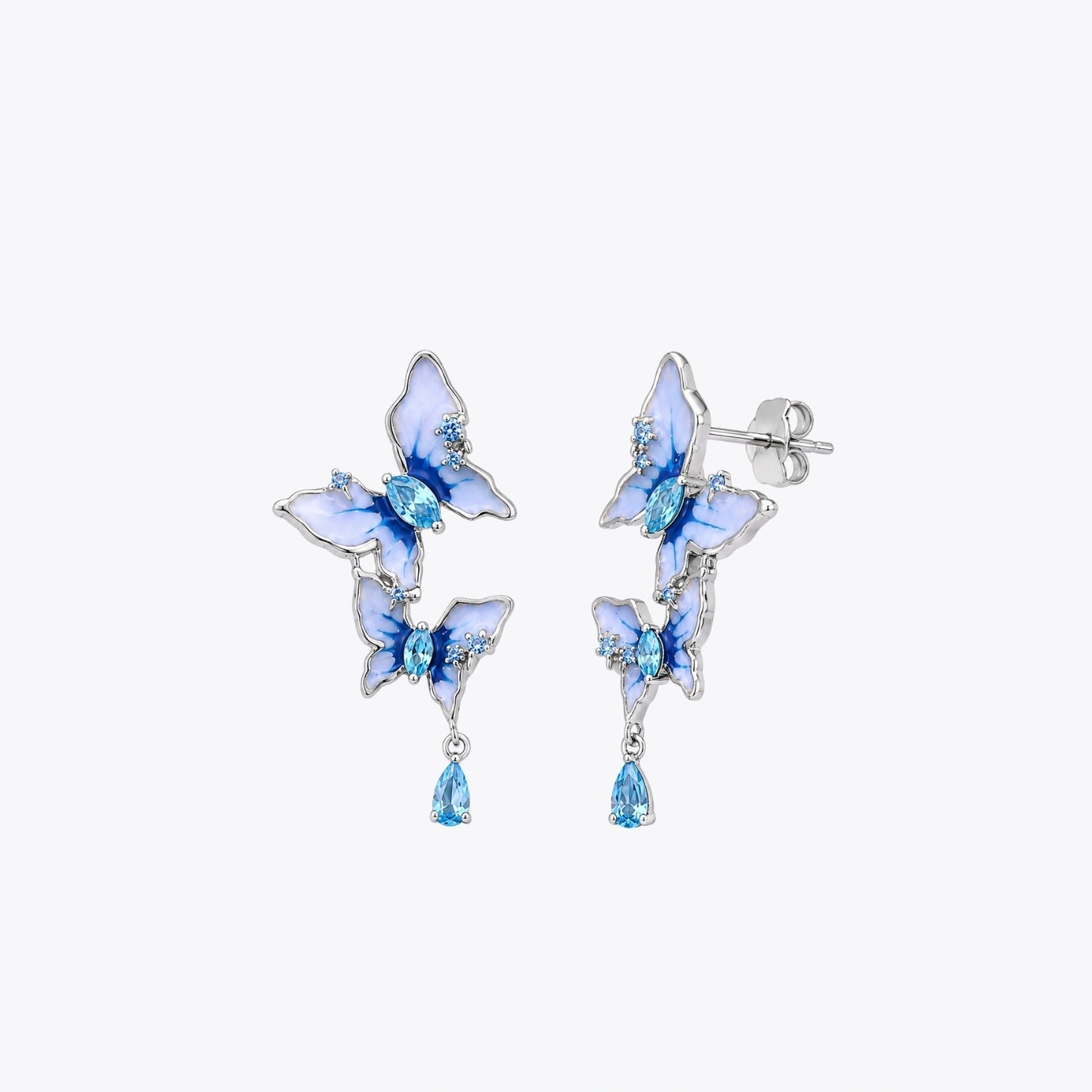 Blue Butterfly Crystal Drop Earrings image 2
