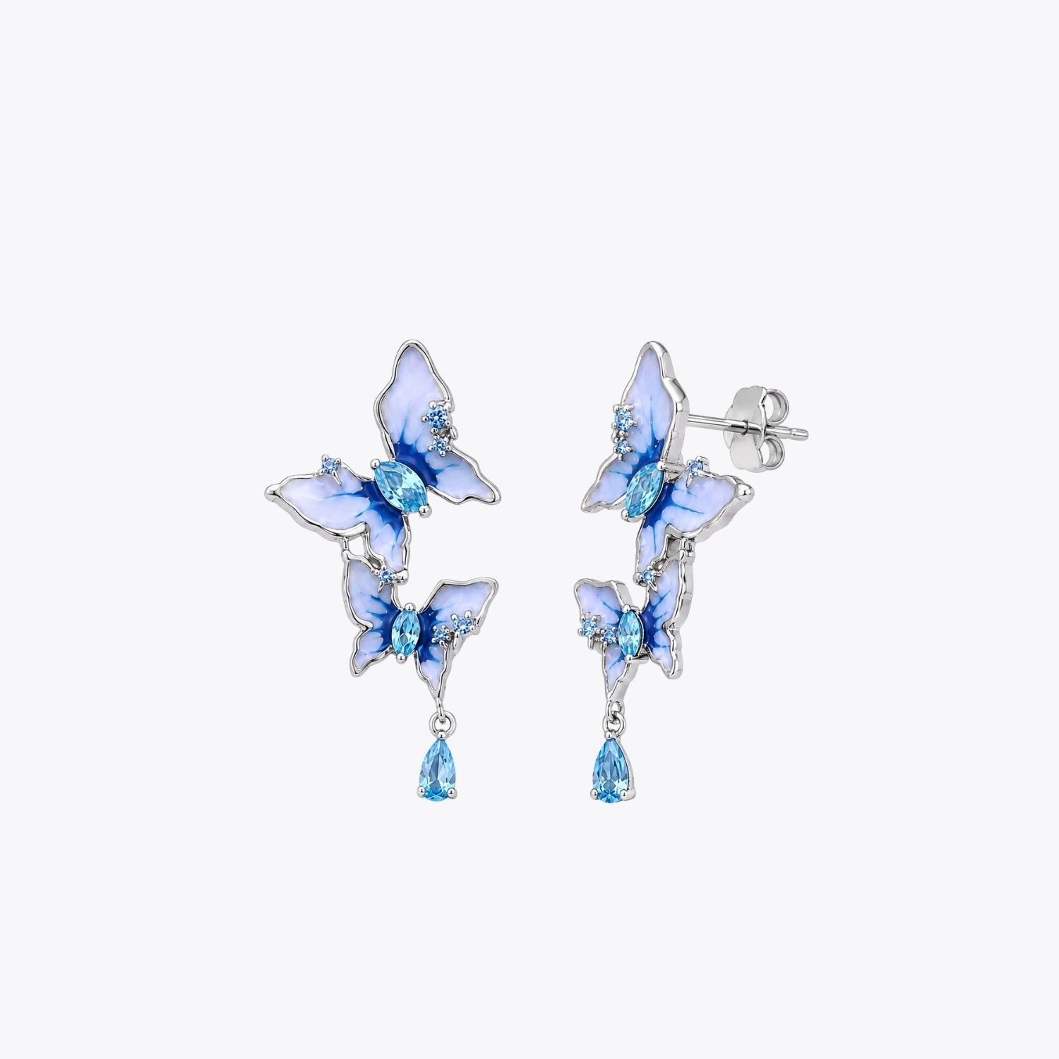 Blue Butterfly Crystal Drop Earrings image 2