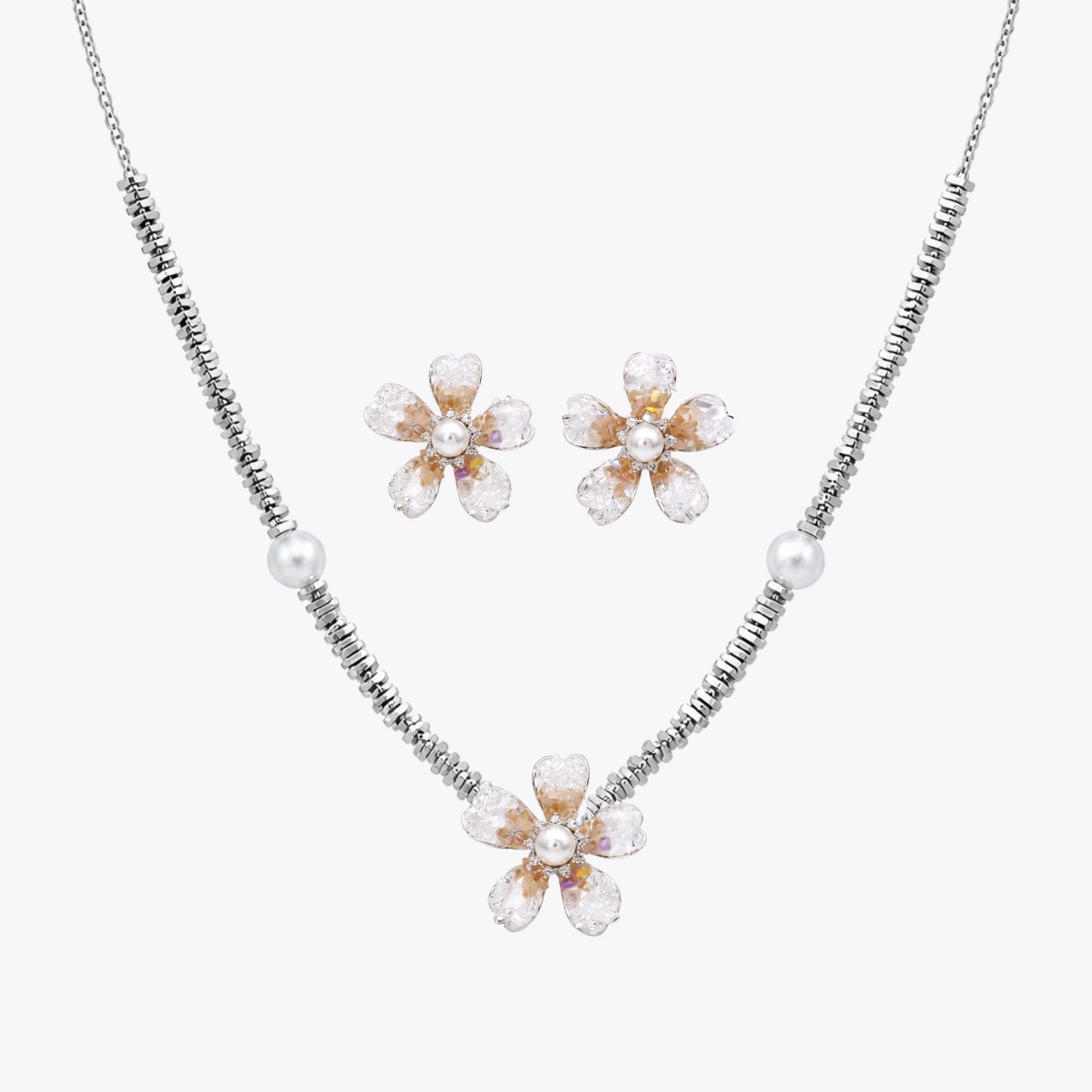 Aqua Bloom Pearl Necklace &amp; Earrings Combo image 17