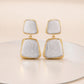 Dual-Tone Brushed Square Drop Earrings image 0