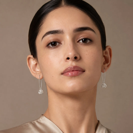 Silver Orbit Knot Drop Earrings image 1