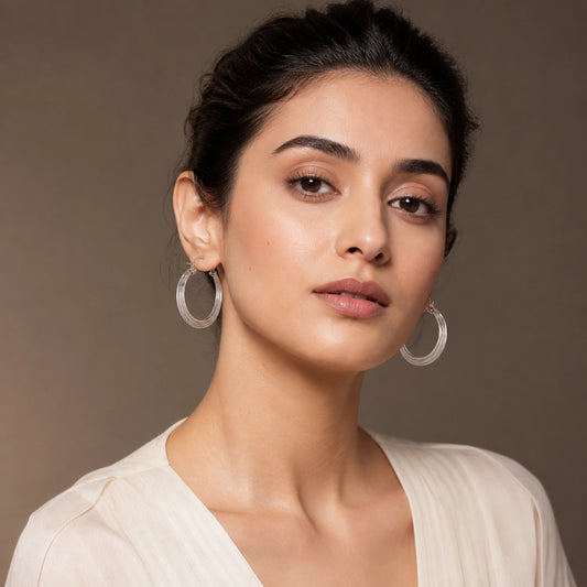 Silver Multi-Layer Hoop Earrings image 1