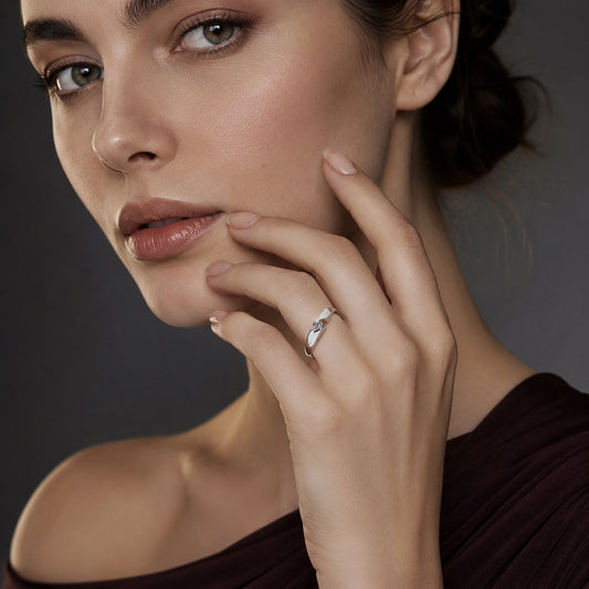 The Alencia Urban Serenade Peak Bypass Solitaire Ring image 1