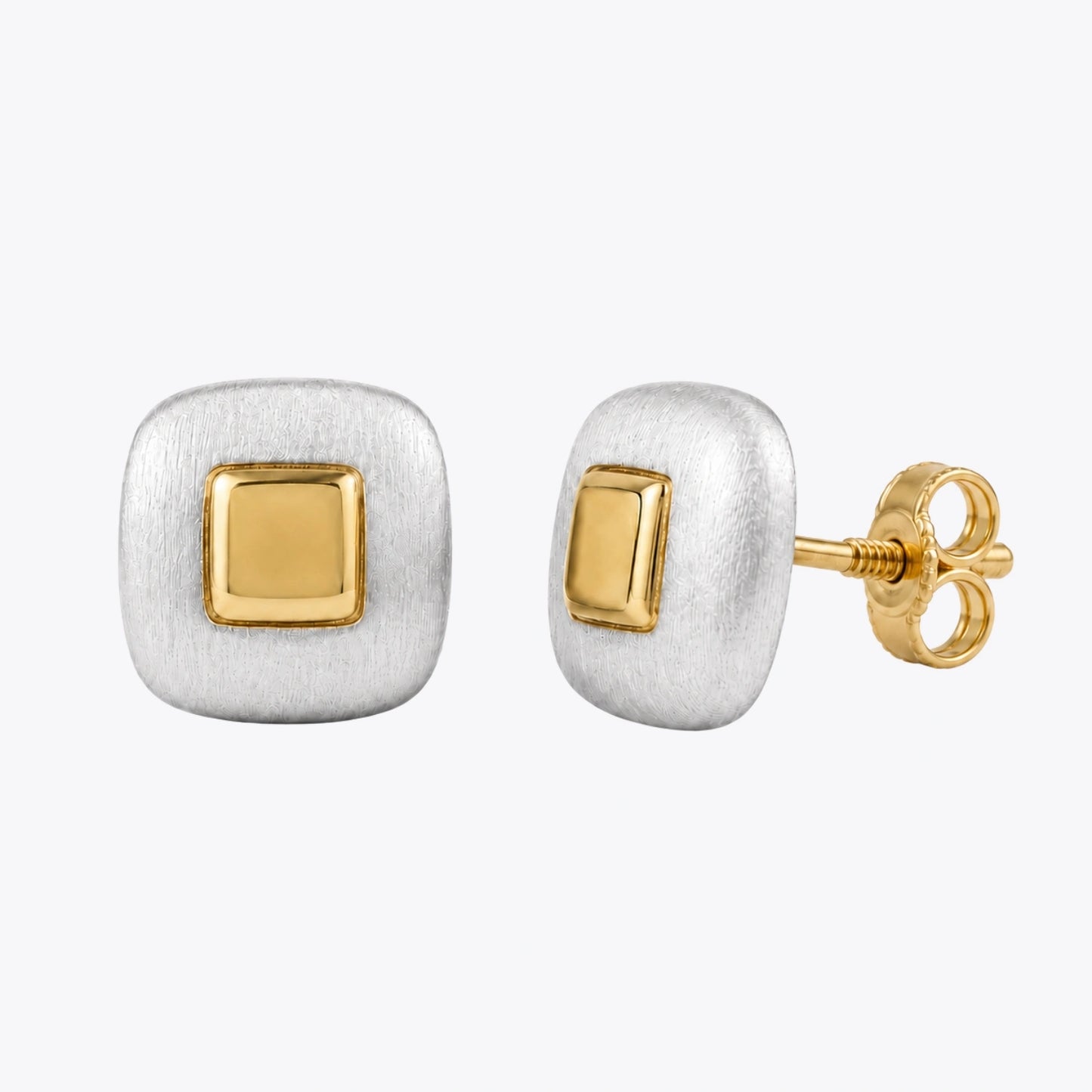 Dual-Tone Square Stud Earrings image 2