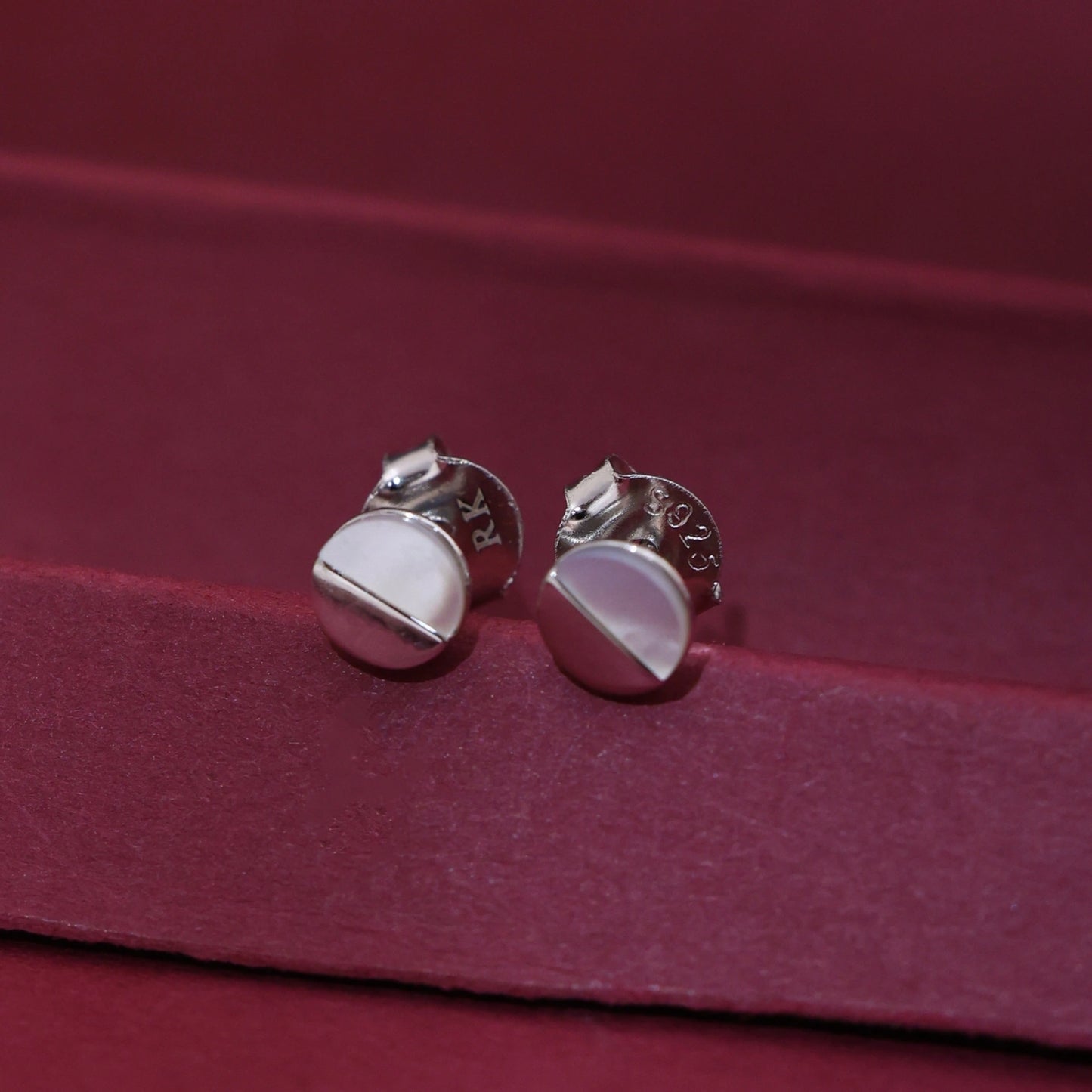 Half Moon Mother of Pearl Stud Earrings image 0