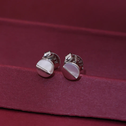 Half Moon Mother of Pearl Stud Earrings image 0