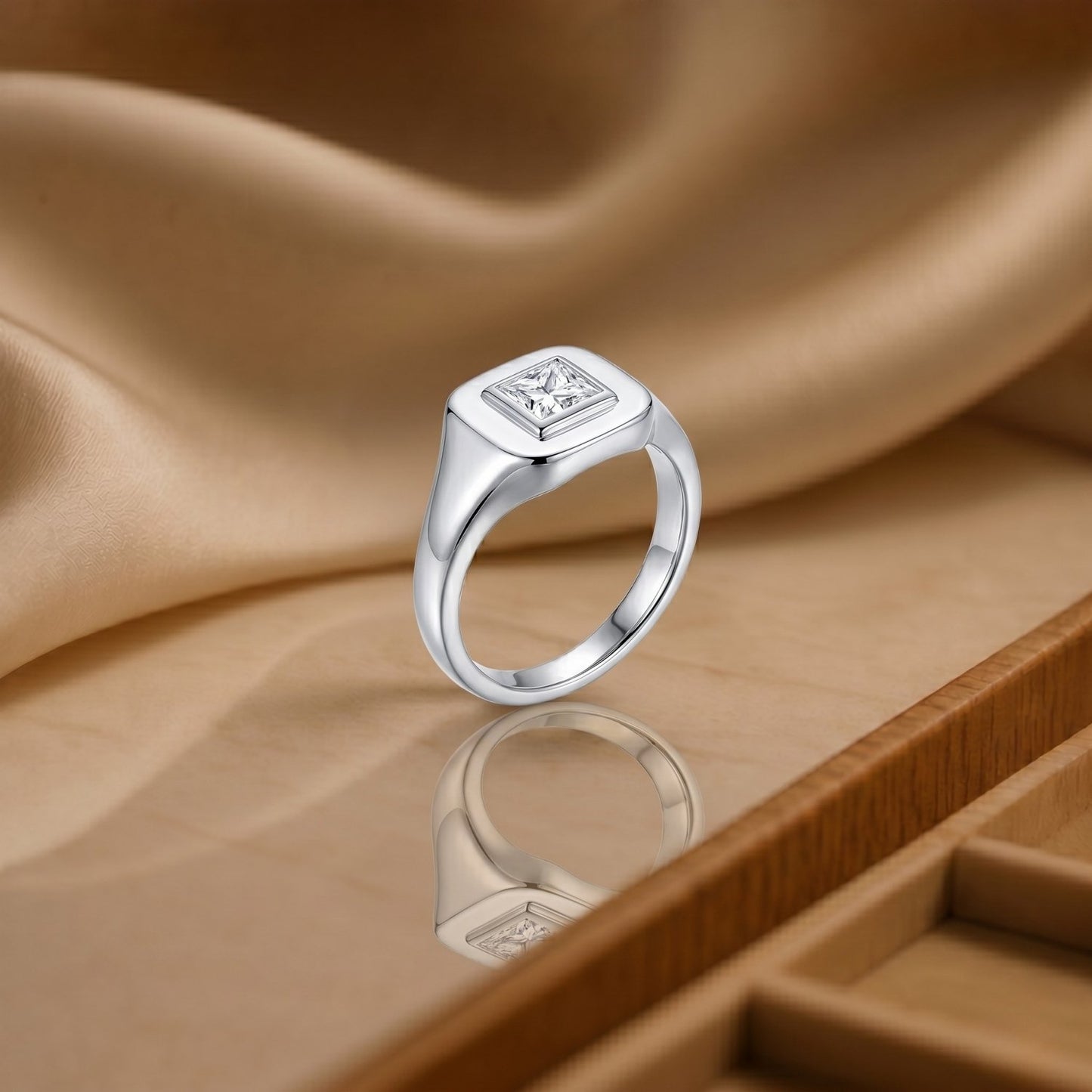 Silver Shield Solitaire Ring image 0