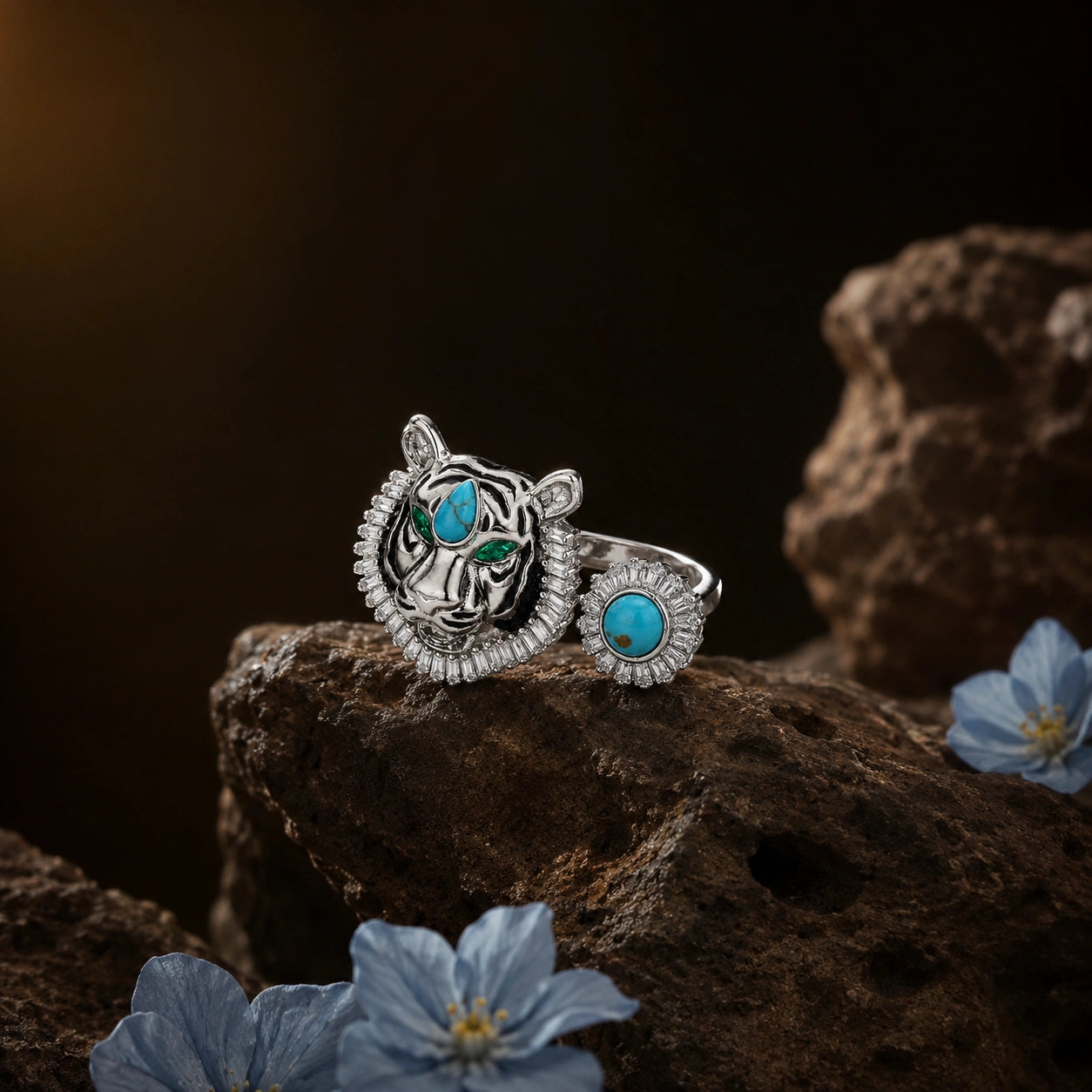 The Alencia Imperial Turquoise Tiger Bypass Ring image 0