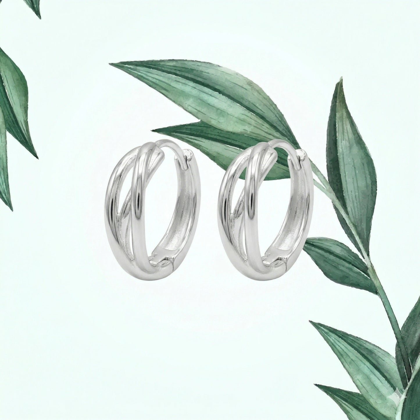 Silver Twisted Hoop Earrings image 0