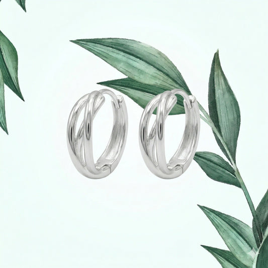 Silver Twisted Hoop Earrings image 0