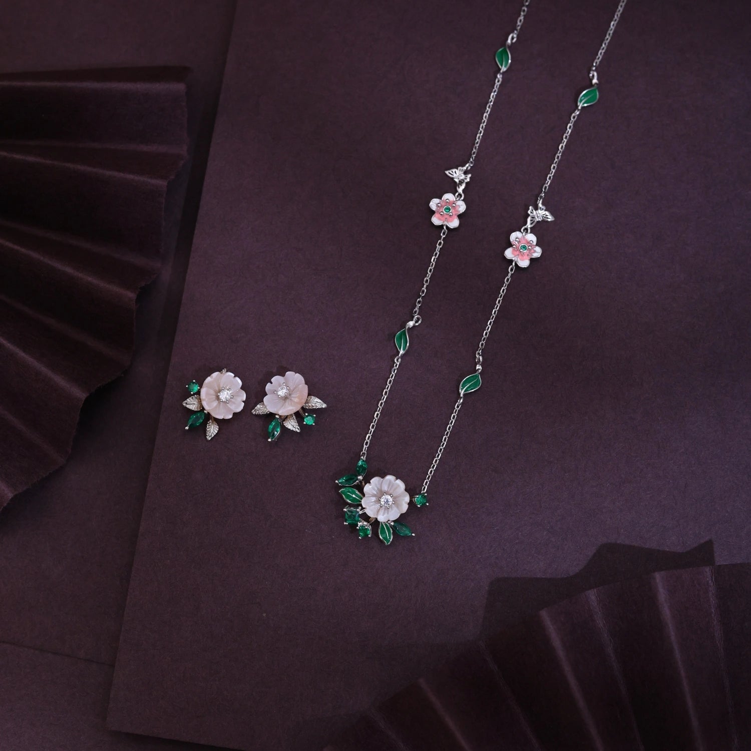 Lustrous Baguette Loop &amp; Pearl Set image 0