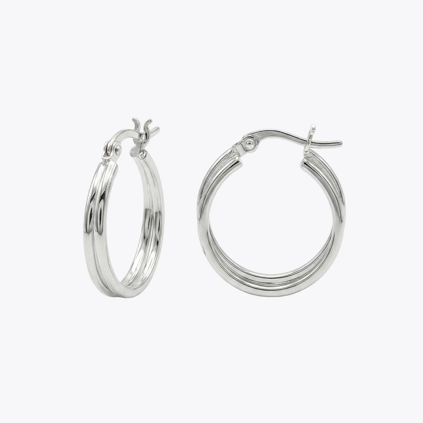 Silver Dual-Line Hoop Earrings image 2