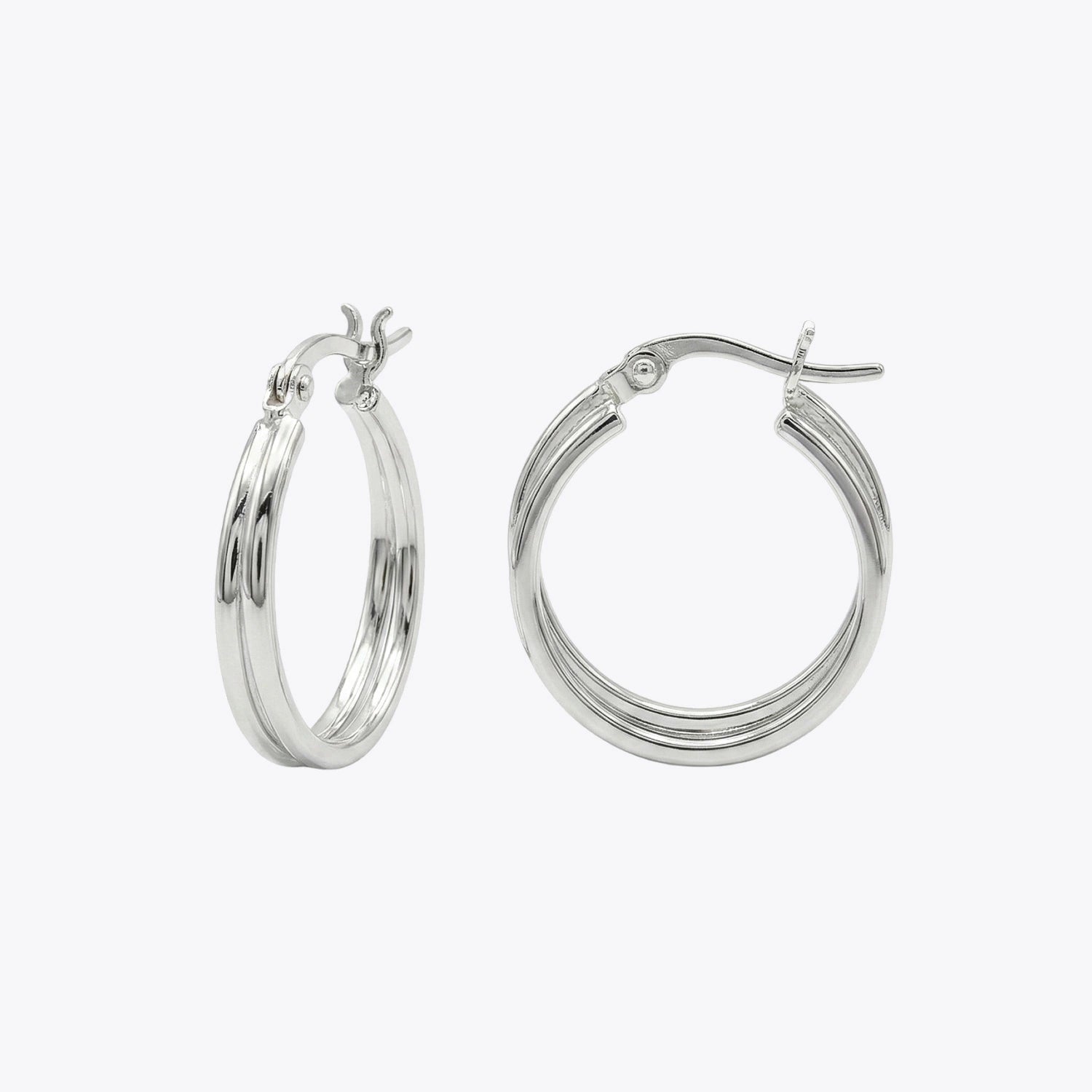 Silver Dual-Line Hoop Earrings image 2