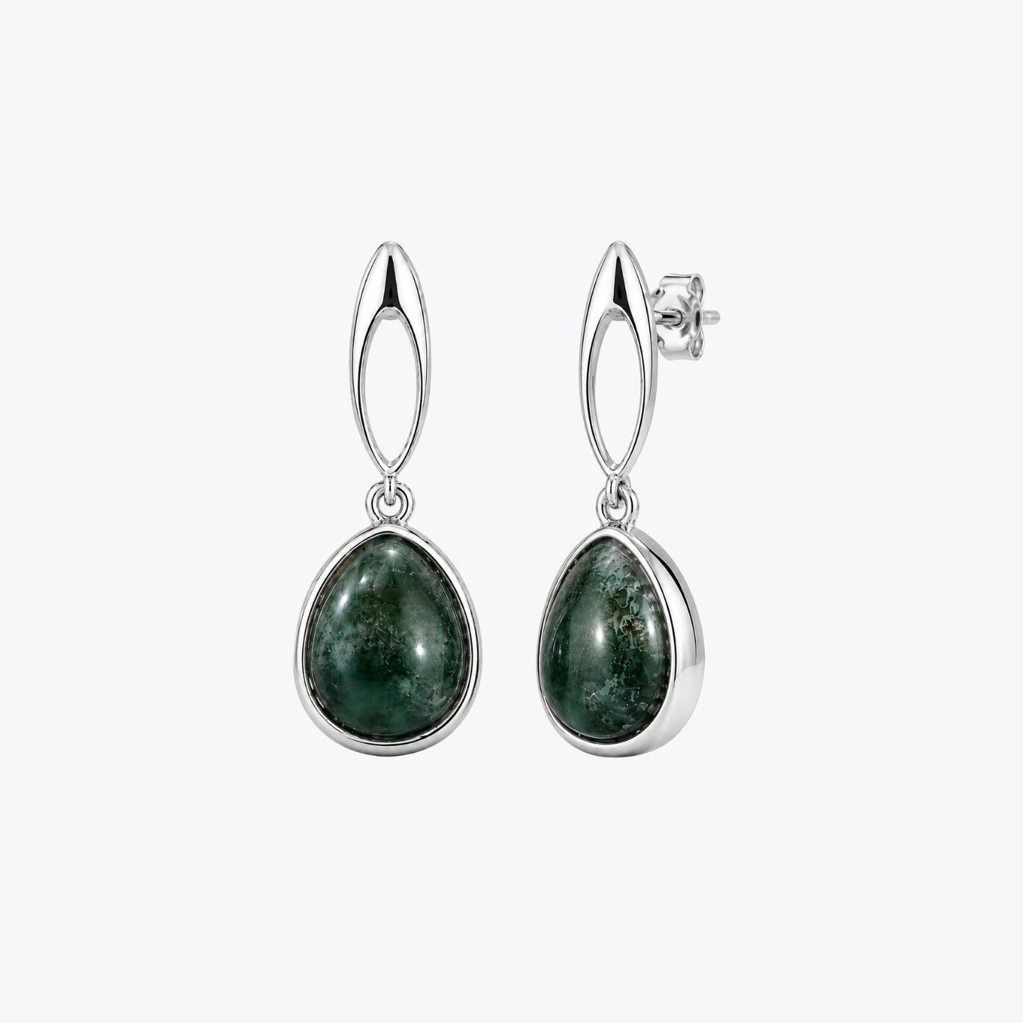 Emerald Aura Silver Drop Earrings image 2