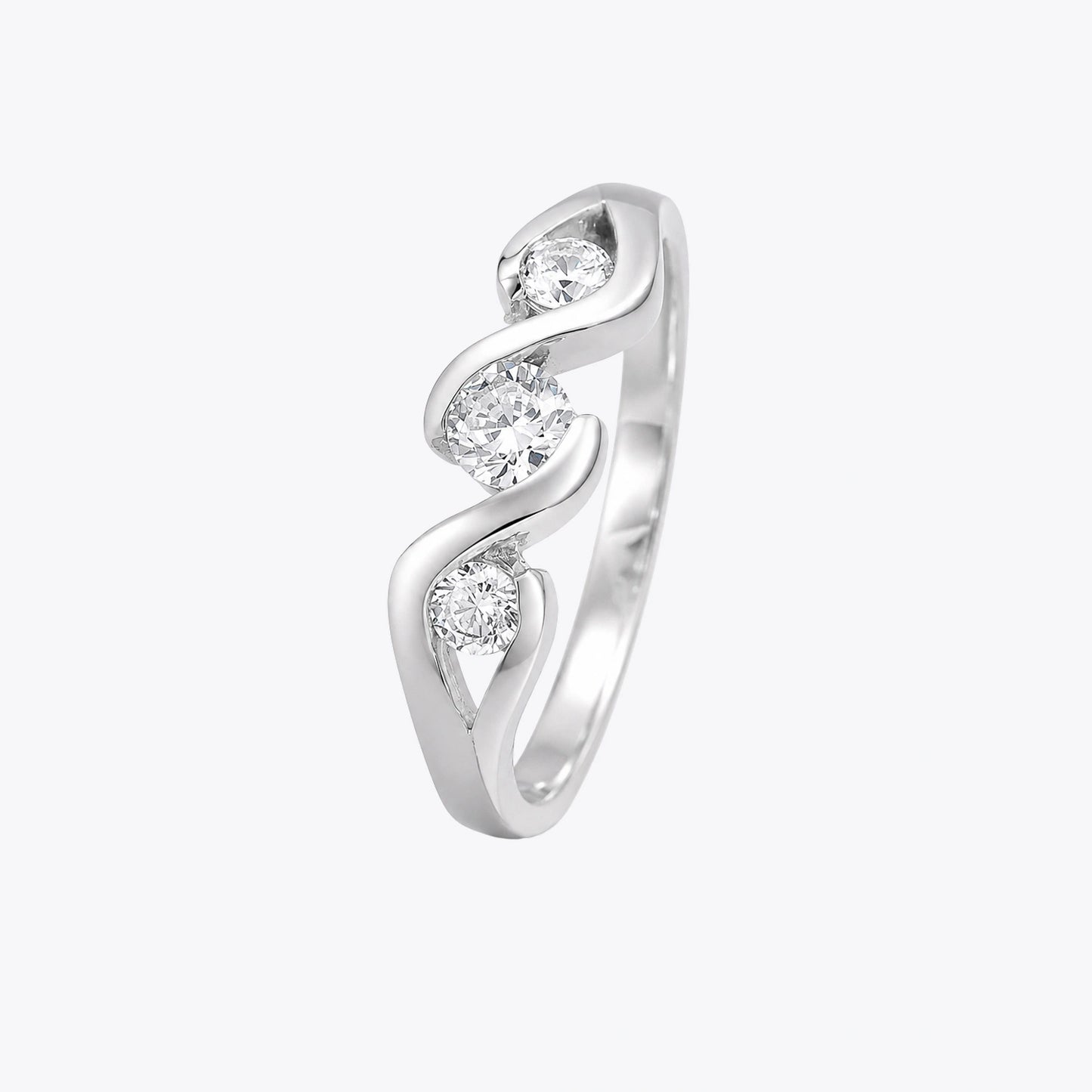 The Alencia Urban Serenade Three-Stone Wave Ring image 2