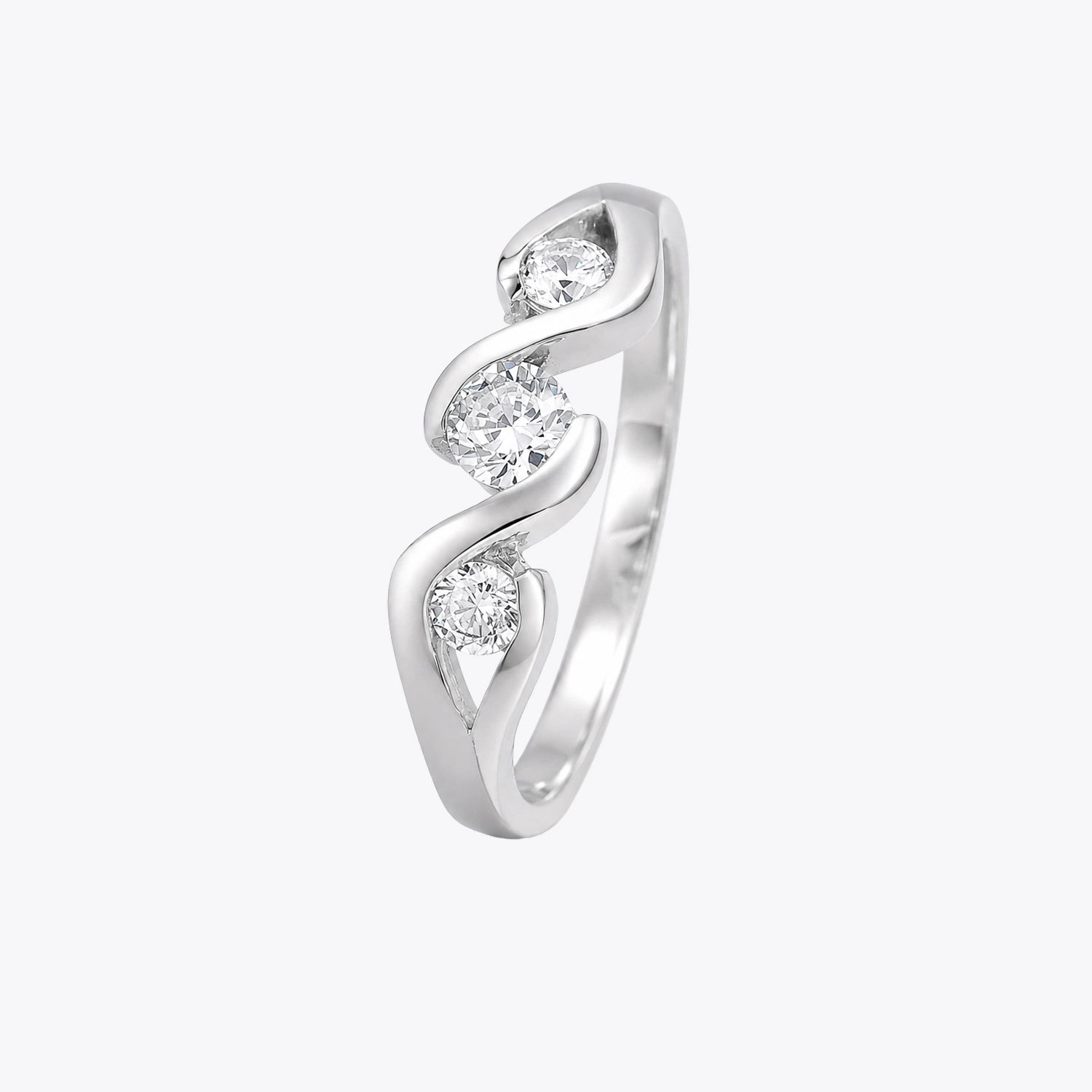 The Alencia Urban Serenade Three-Stone Wave Ring image 2