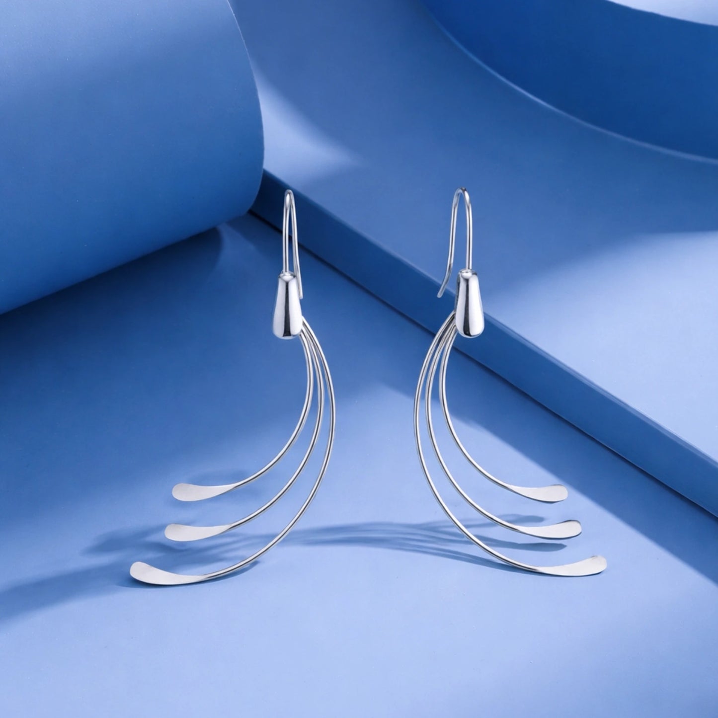 Silver Wave Drop Earrings image 0