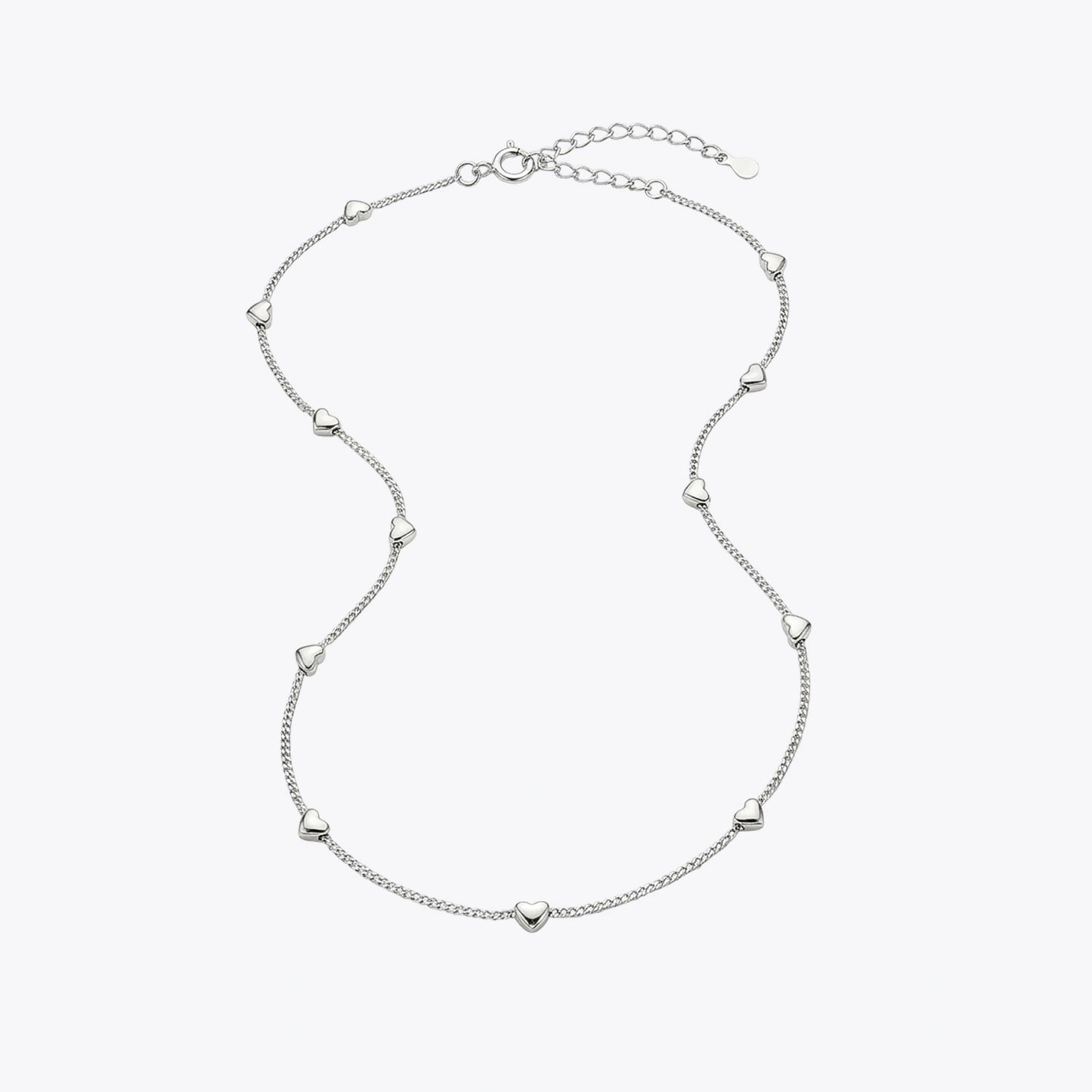 Silver Heart Station Chain Necklace image 2
