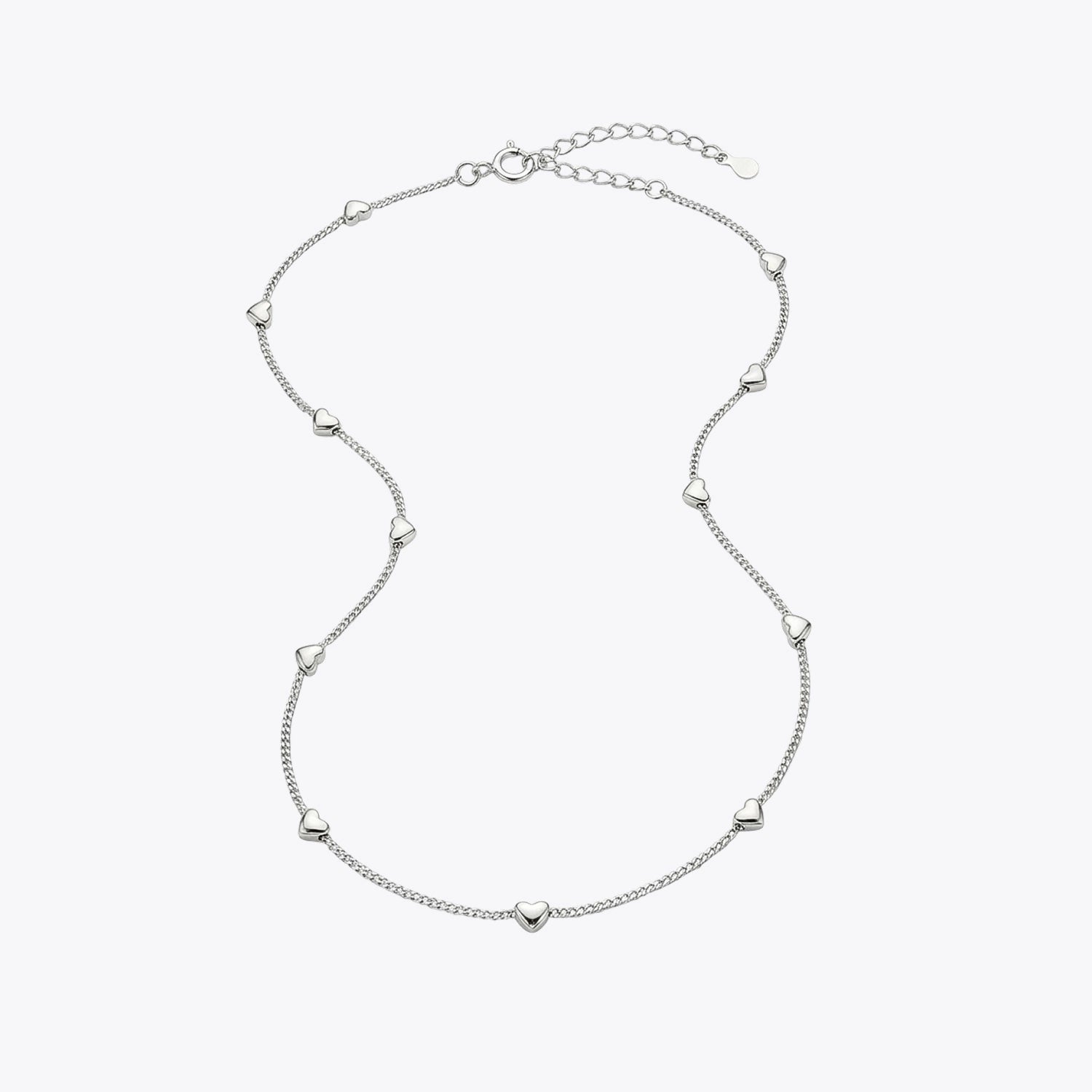 Silver Heart Station Chain Necklace image 2