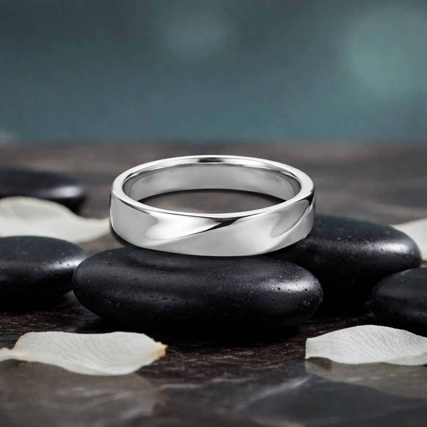 Classic Fluid Silver Band Ring image 0