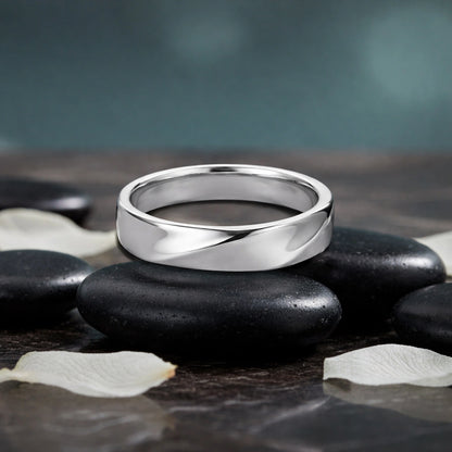 Classic Fluid Silver Band Ring image 0