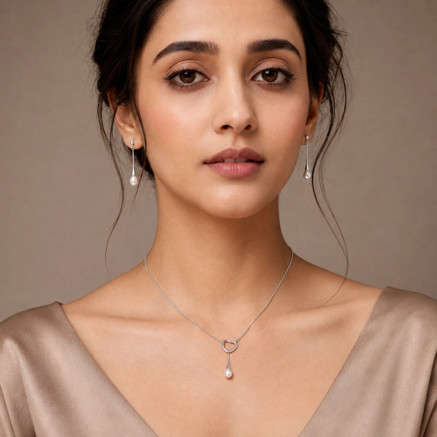 Alencia Heart Lariat Pearl Drop Set image 1