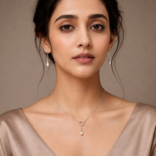 Alencia Heart Lariat Pearl Drop Set image 1