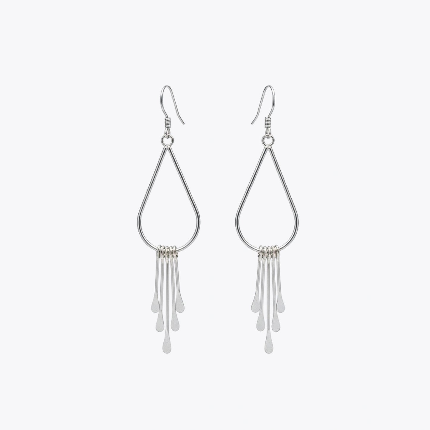 Silver Teardrop Tassel Earrings image 2
