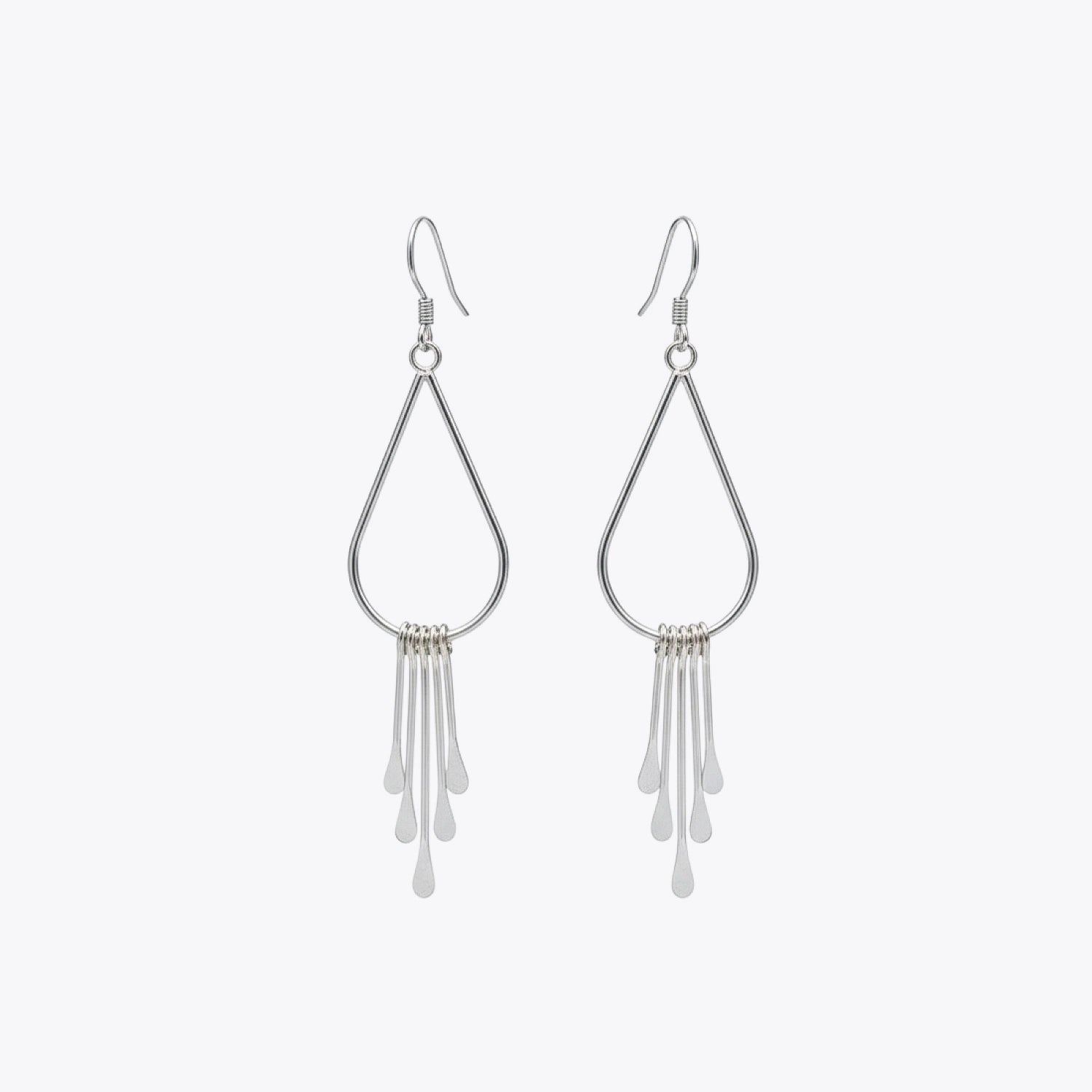Silver Teardrop Tassel Earrings image 2