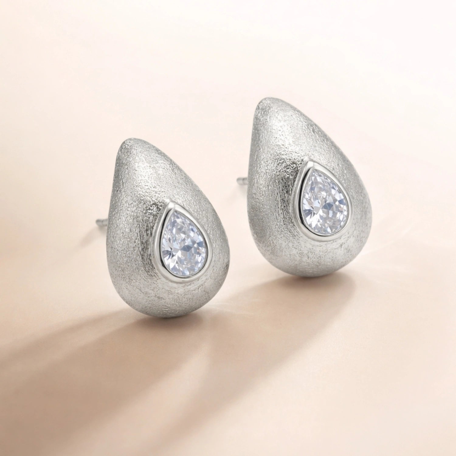 Silver Dewdrop Crystal Stud Earrings image 0