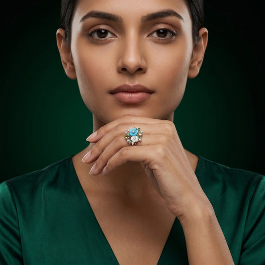 Aqua Bloom Statement Ring image 1