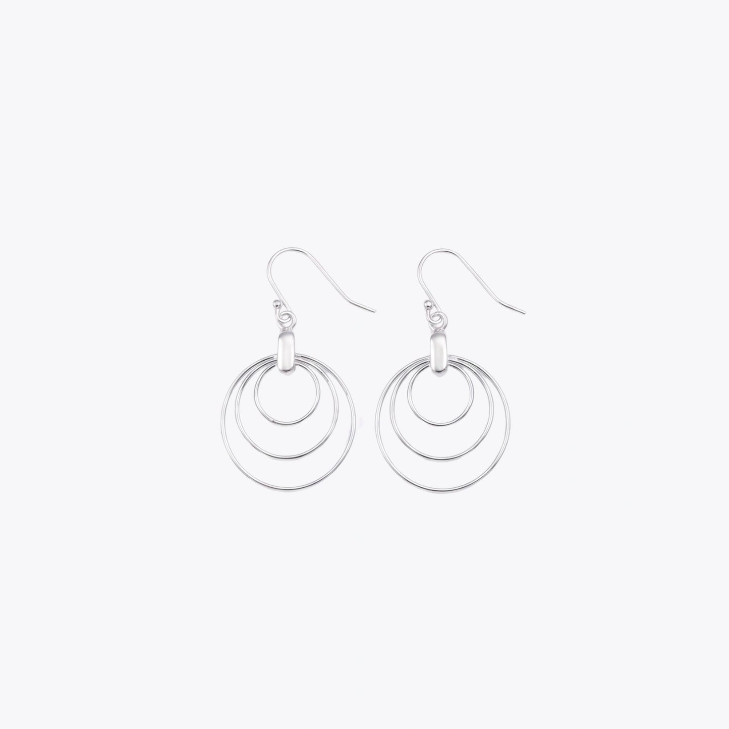 Triple Circle Silver Drop Earrings image 2