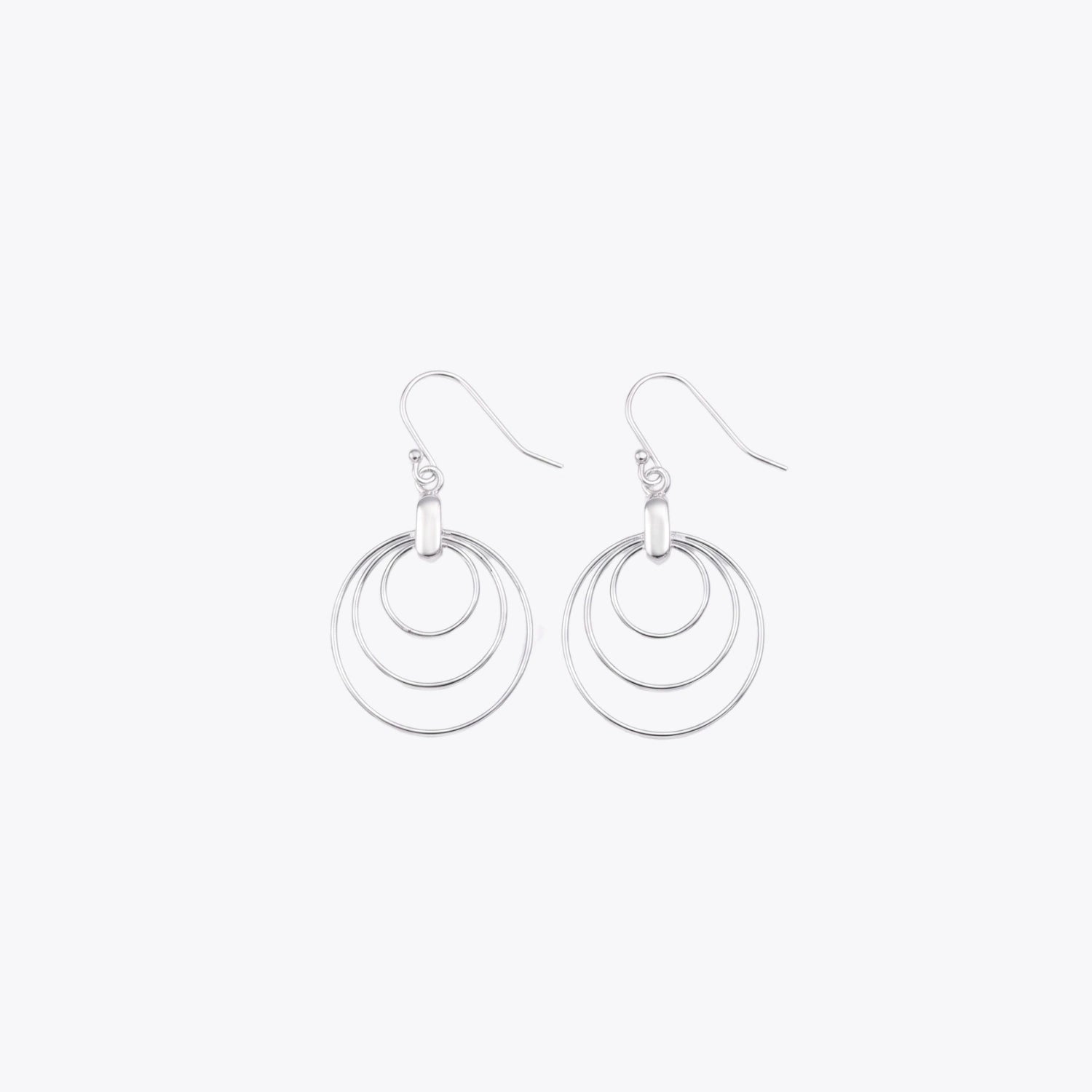 Triple Circle Silver Drop Earrings image 2