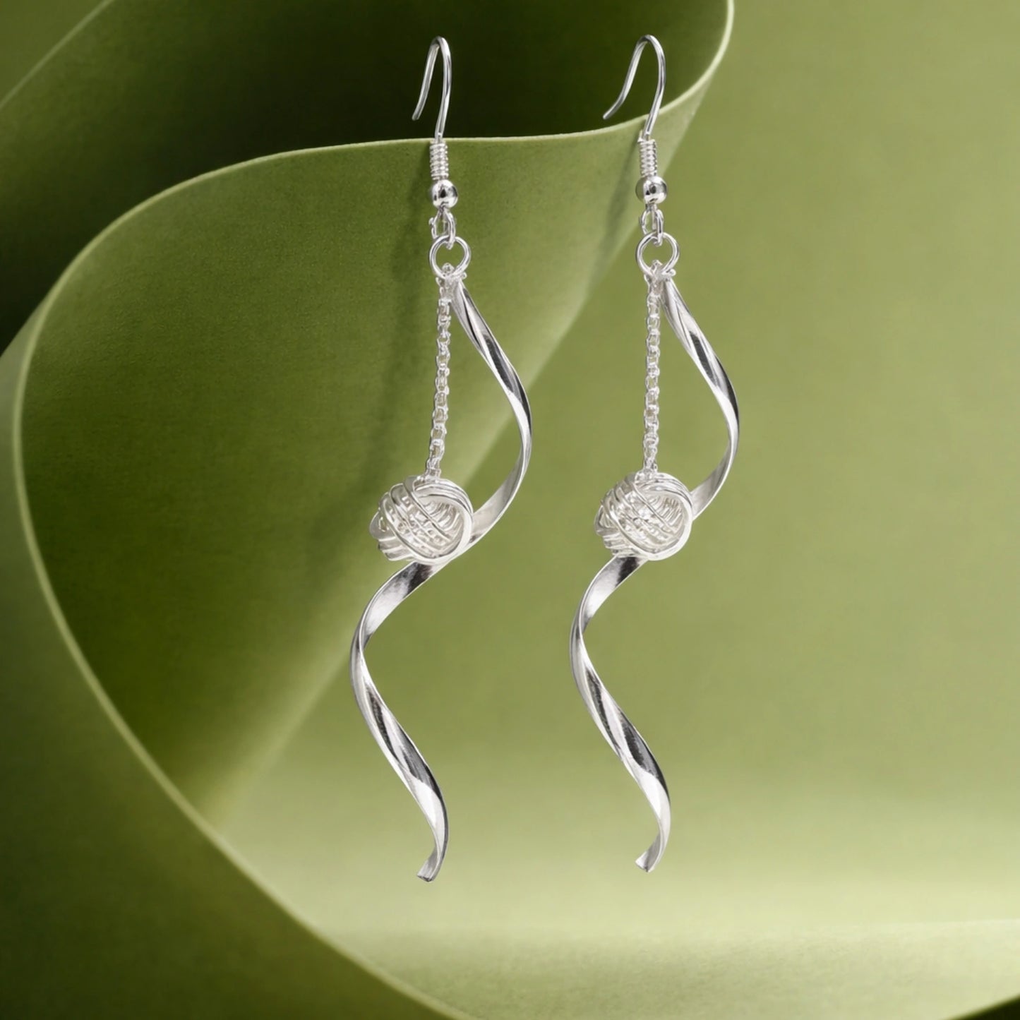 Silver Spiral Charm Dangler Earrings image 0