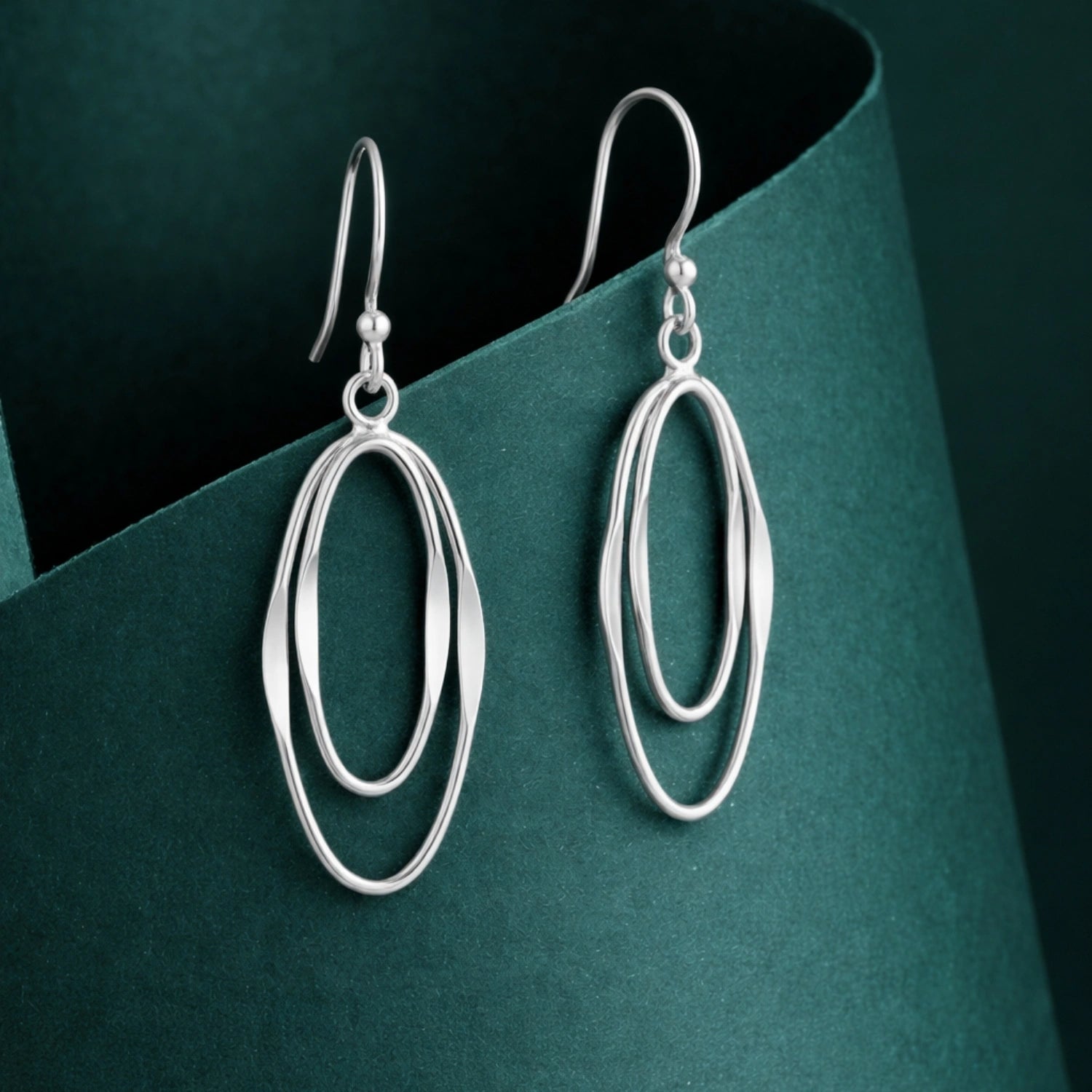 Silver Oval Loop Drop Earrings image 0
