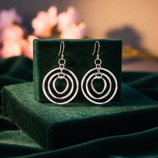 Silver Multi-Circle Drop Earrings image 0