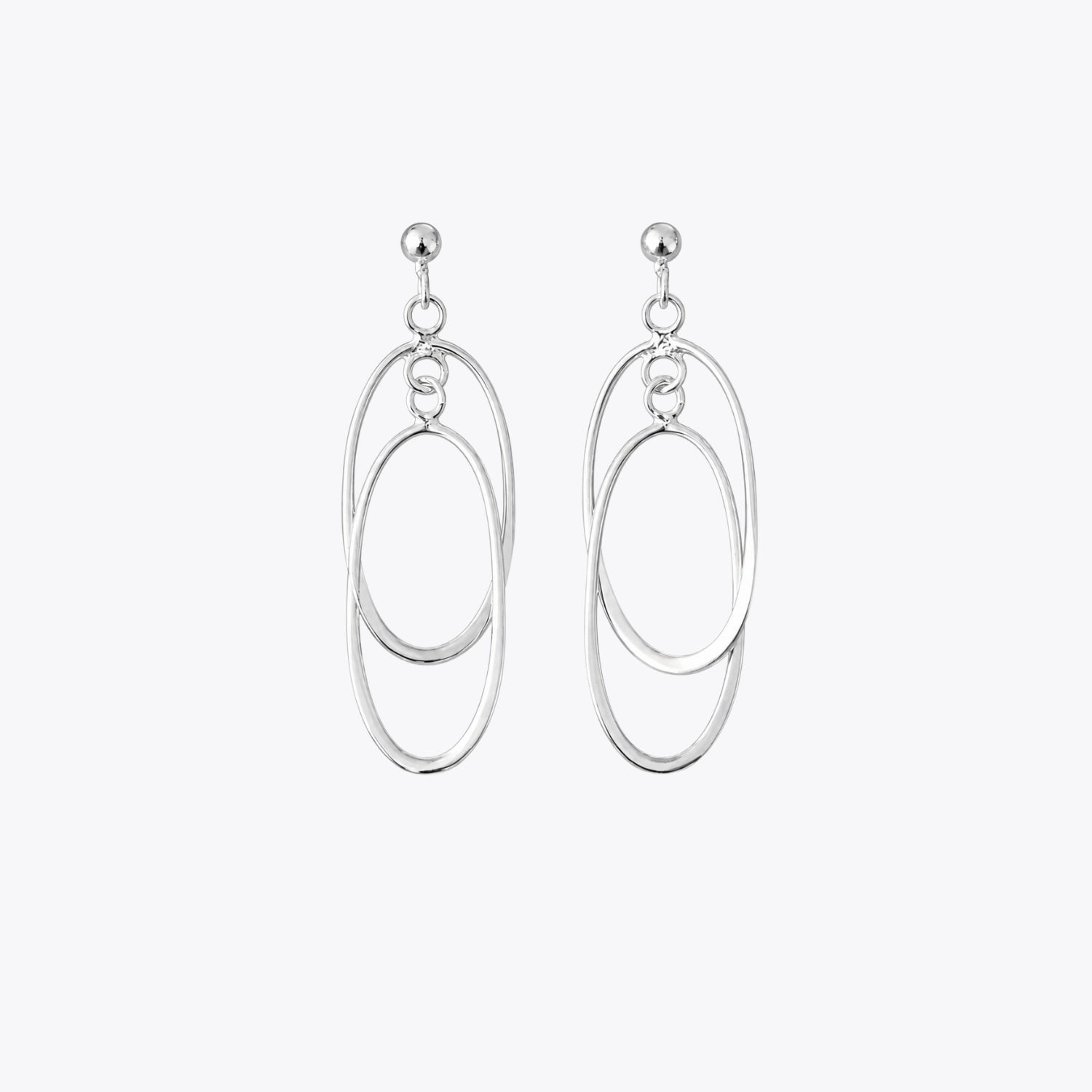 Silver Oval Orbit Drop Earrings image 2