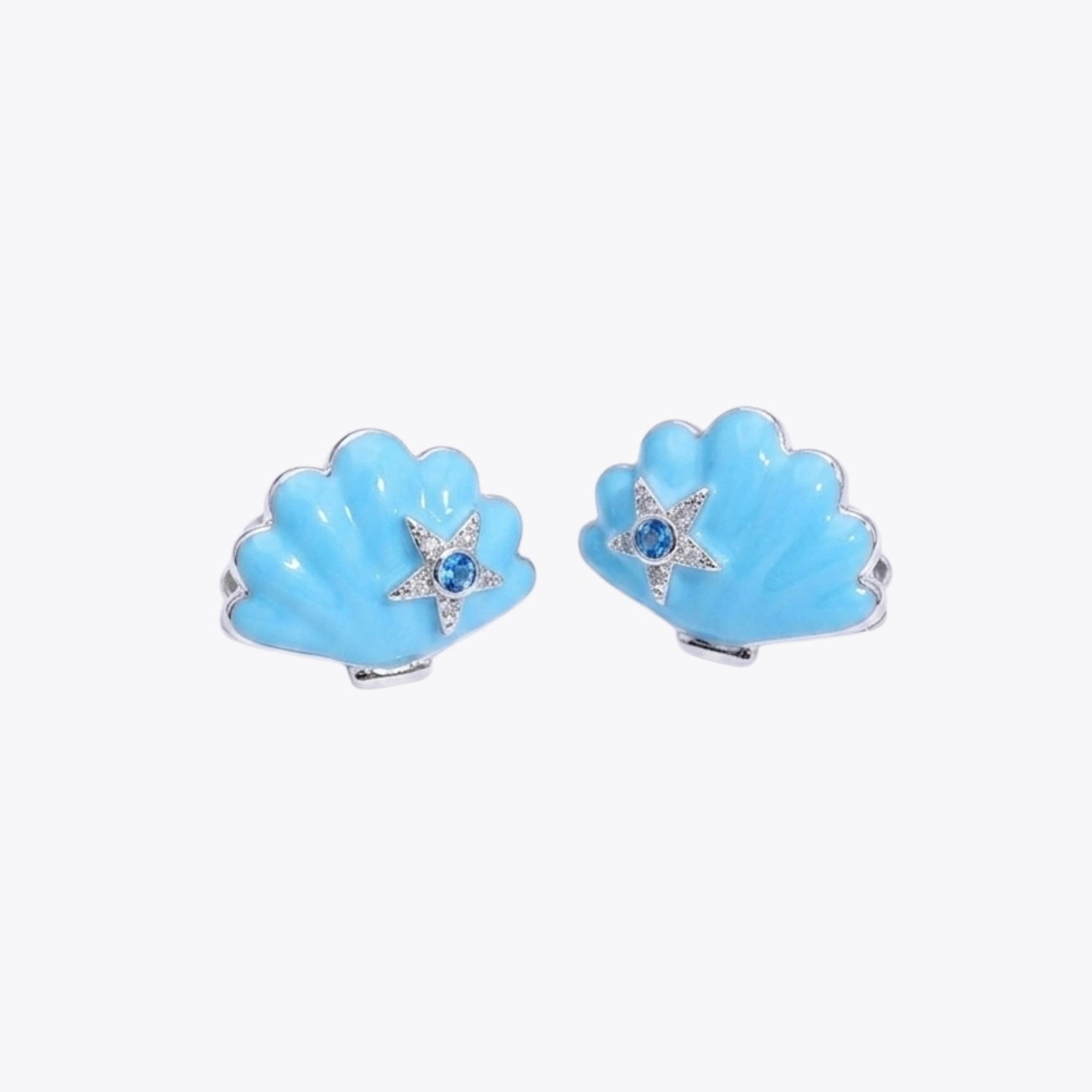Blue Shell Starfish Stud Earrings image 2