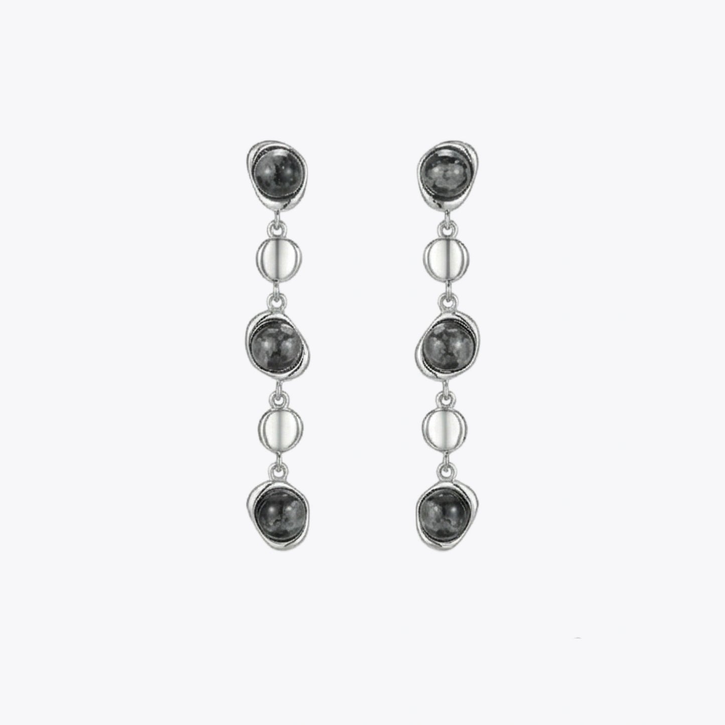 Midnight Pebble Silver Necklace &amp; Earrings Combo image 4