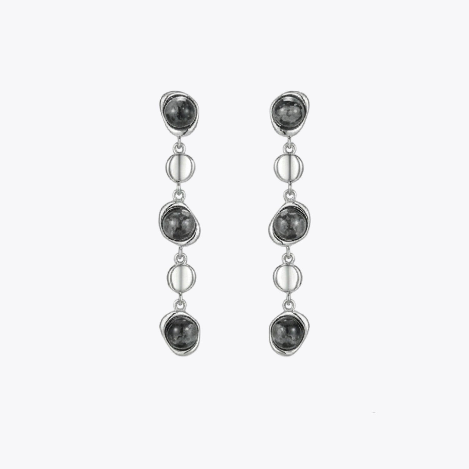 Midnight Pebble Silver Necklace &amp; Earrings Combo image 4