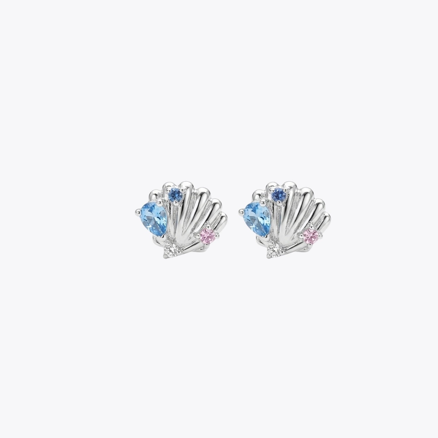 Ocean Shell Silver Stud Earrings image 2