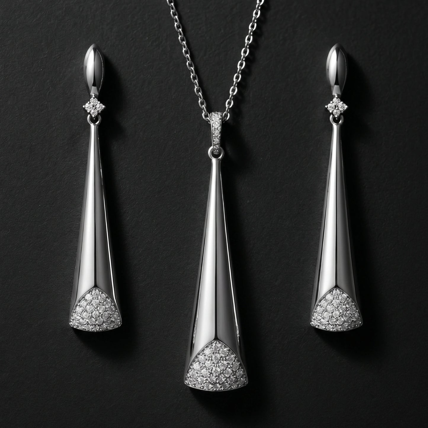 Lustrous Baguette Loop &amp; Pearl Set image 0
