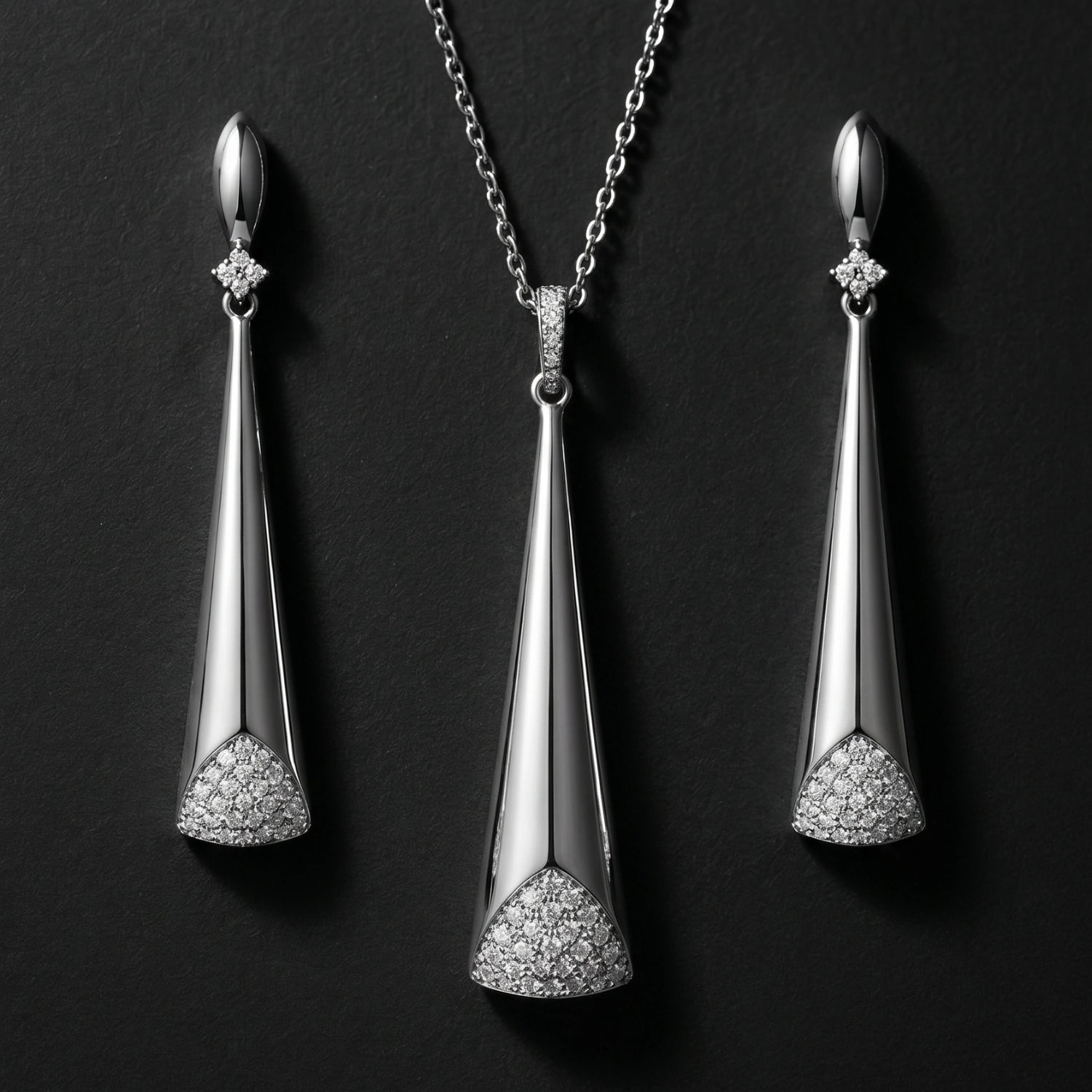 Lustrous Baguette Loop &amp; Pearl Set image 0