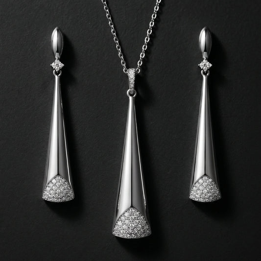 Lustrous Baguette Loop &amp; Pearl Set image 0