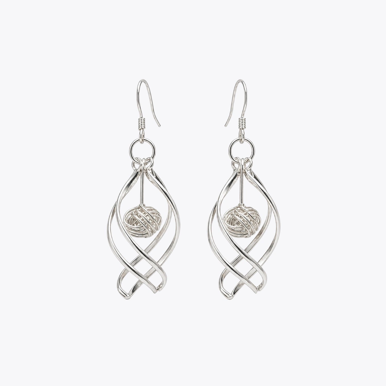 Silver Swirl Ball Drop Earrings image 2