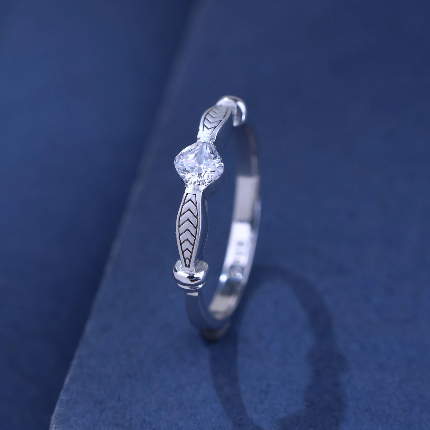 The Alencia Urban Serenade Chevron Leaf Solitaire Ring image 0
