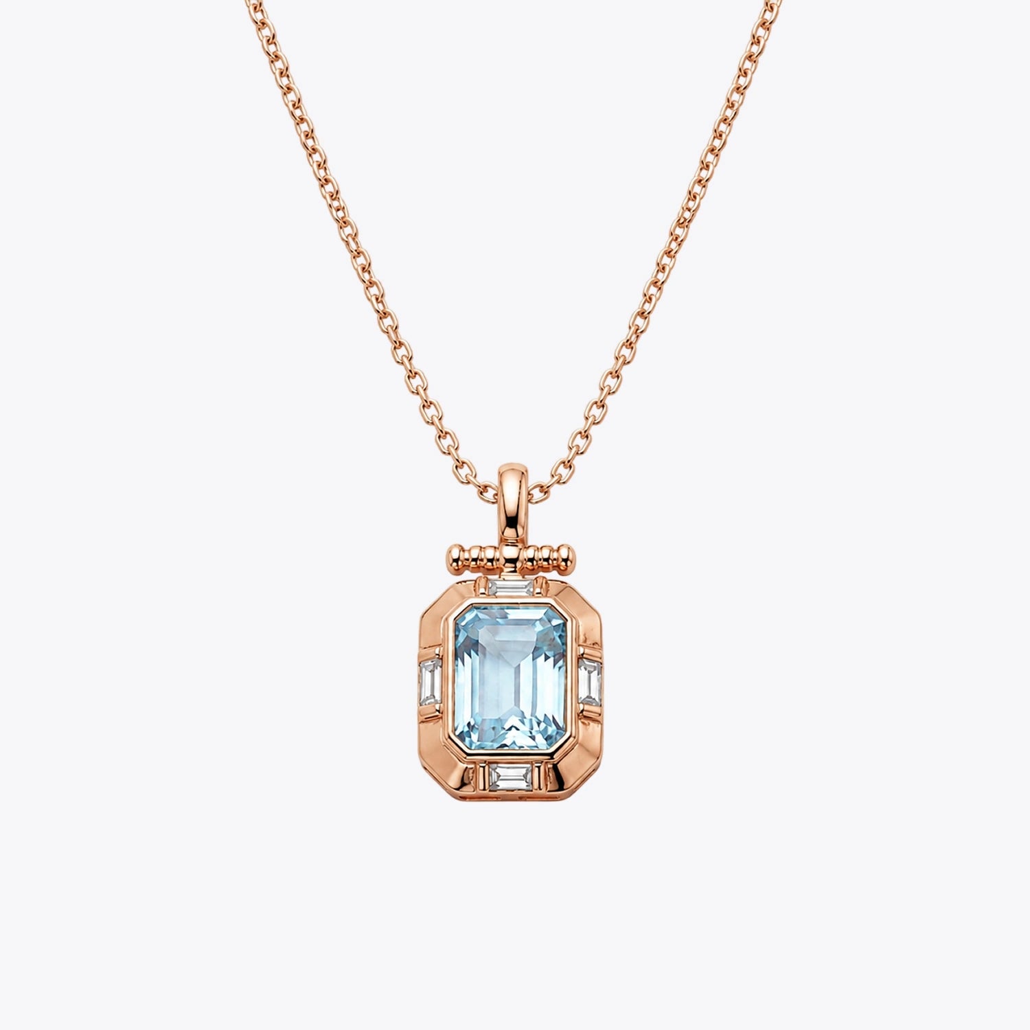 Aqua Elegance Rose Gold Pendant Necklace image 2
