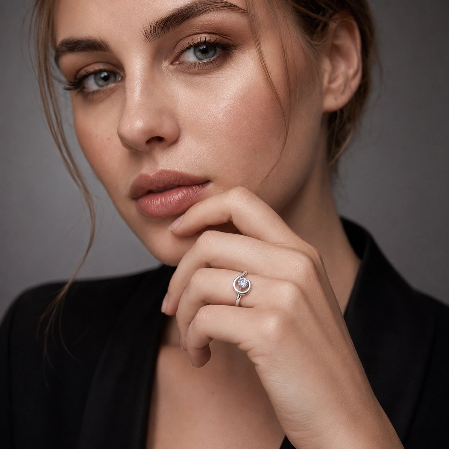 The Alencia Urban Serenade Teardrop Bypass Solitaire Ring image 1