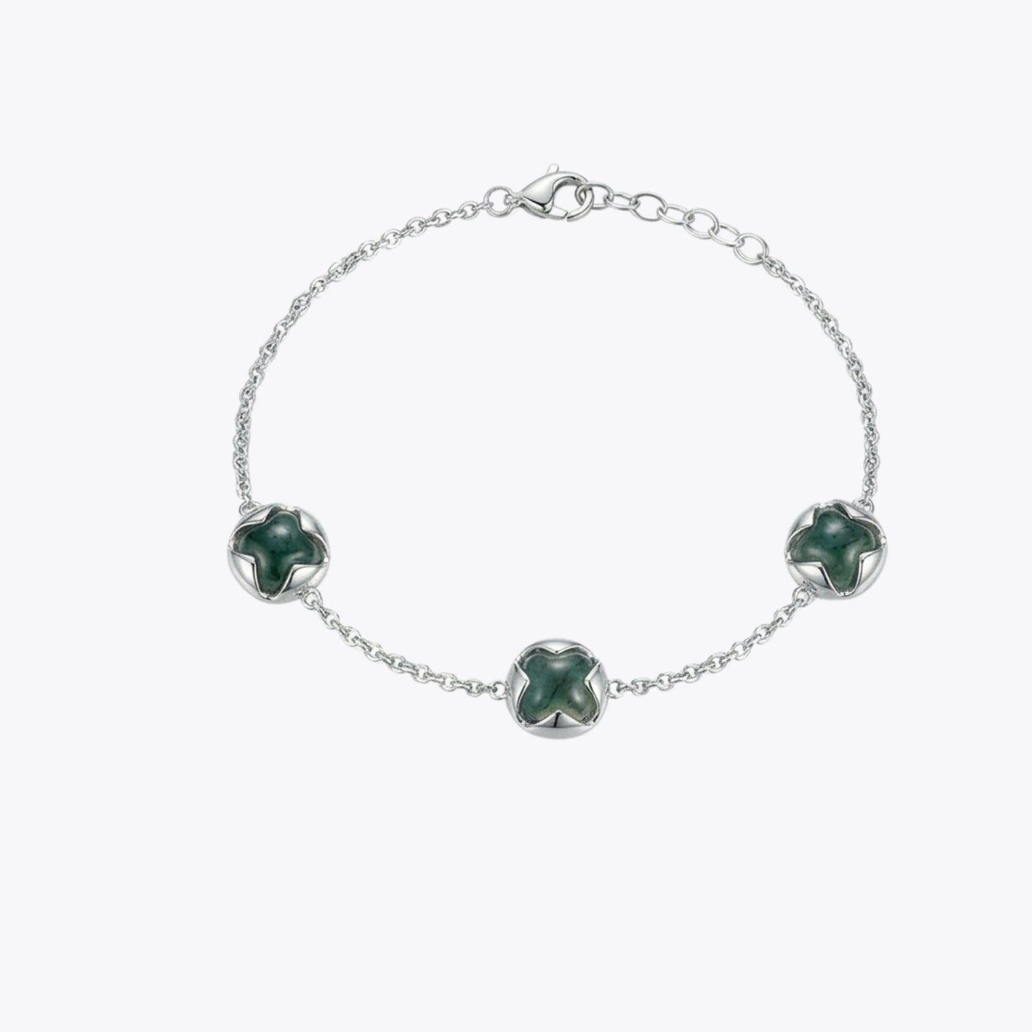 Emerald Clover Silver Bracelet image 2